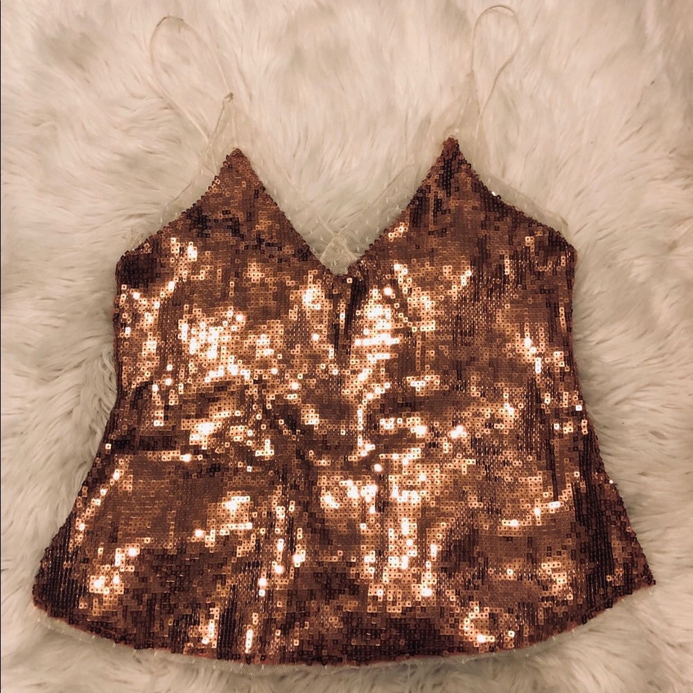 Free People Intimately - Rose Gold Sequin Top